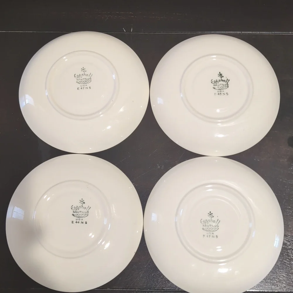Four (4) Homer Laughlin Eggshell Nautilus Ferndale Cup And Saucer Sets